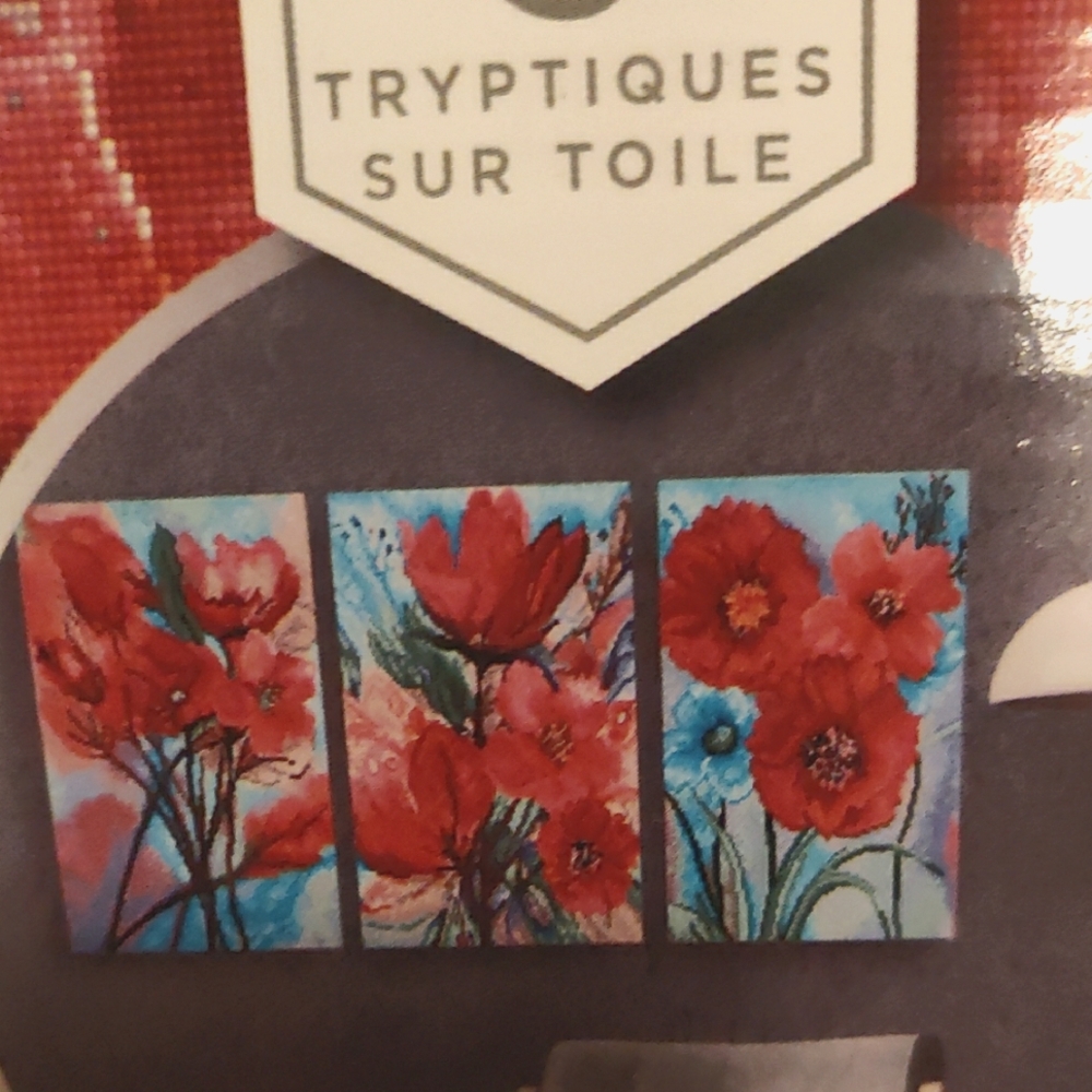 3 Canvas Series Poppies Red Floral Triptych Canvas Diy Diamond Dotz Art Creative